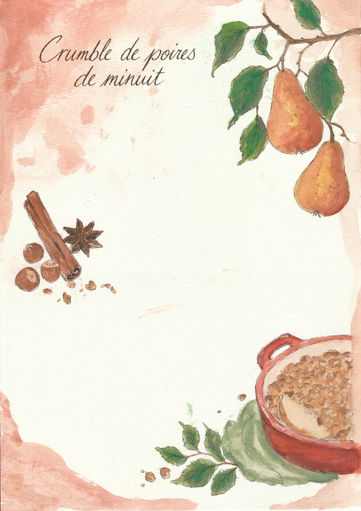 Recette illustrée — Crumble de poires de minuit